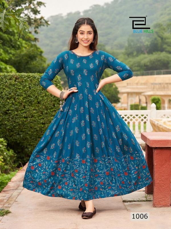 Blue Hills Rani 1 Festival Wear Long Rayon Designer Anarkali Kurti Collection